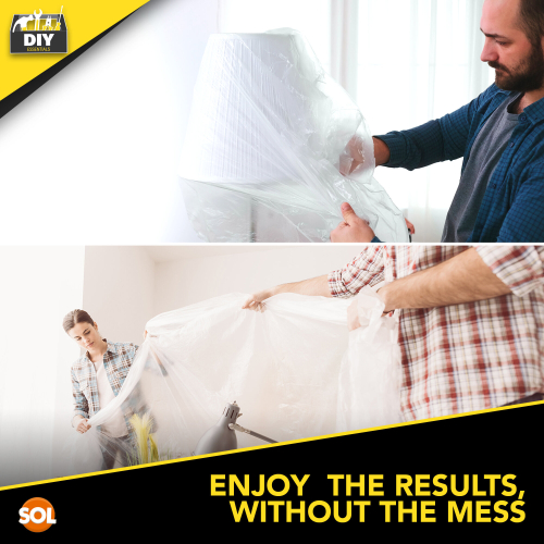 SOL 4 Large Dust Sheets 3.6x2.7m Decorating Painters Plastic Covers 2