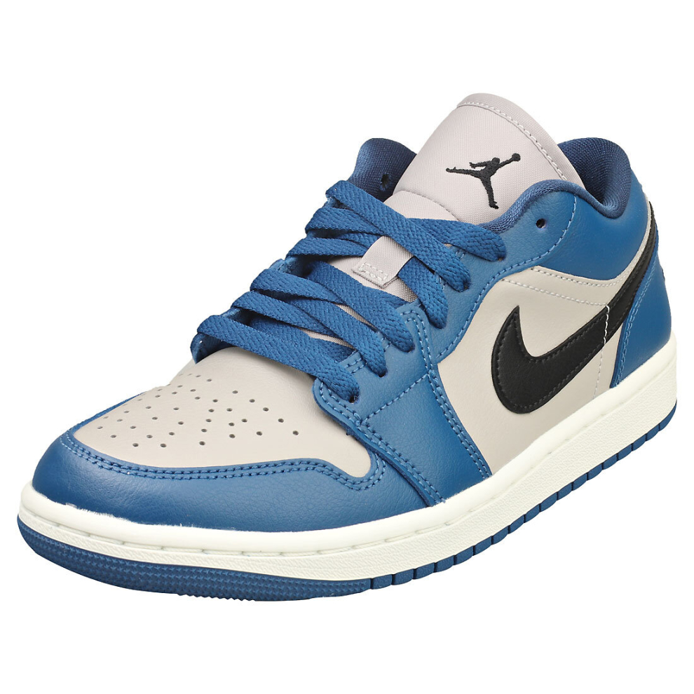 (4) Nike Air Jordan 1 Low Womens Fashion Trainers in Blue Grey