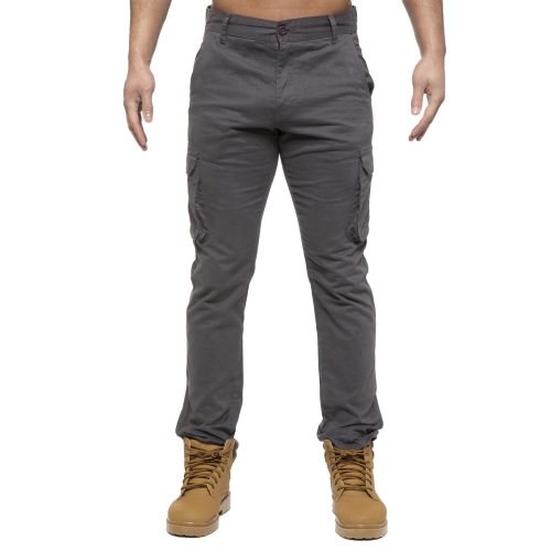 Ze Enzo (30 Regular, Grey) Enzo Mens Cargo Straight Fit Denim Jeans 1