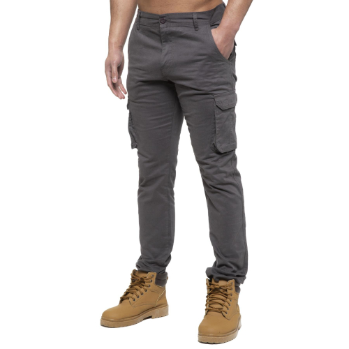 Ze Enzo (32 Regular, Grey) Enzo Mens Cargo Straight Fit Denim Jeans