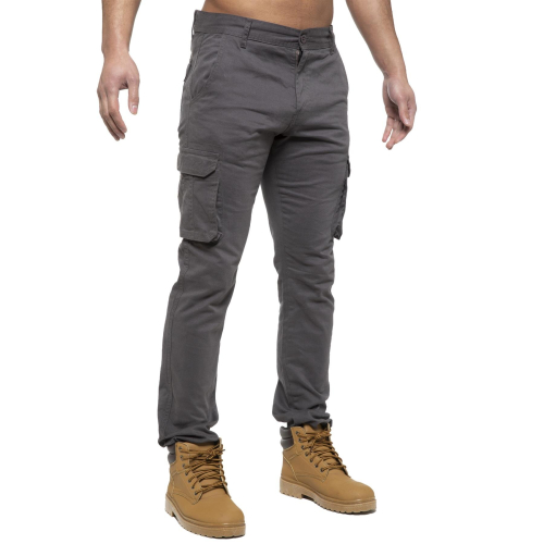 Ze Enzo (30 Regular, Grey) Enzo Mens Cargo Straight Fit Denim Jeans 2