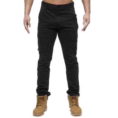 Ze Enzo (38 Regular, Black) Enzo Mens Cargo Straight Fit Denim Jeans 1