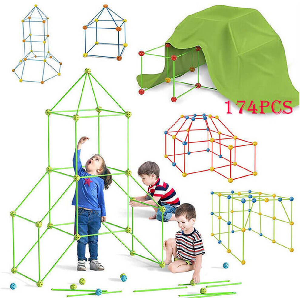175Pcs Build Your Own Den Set Kit DIY Tent Children Developmental Toys