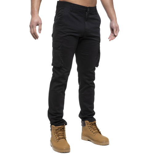Ze Enzo (38 Regular, Black) Enzo Mens Cargo Straight Fit Denim Jeans 2