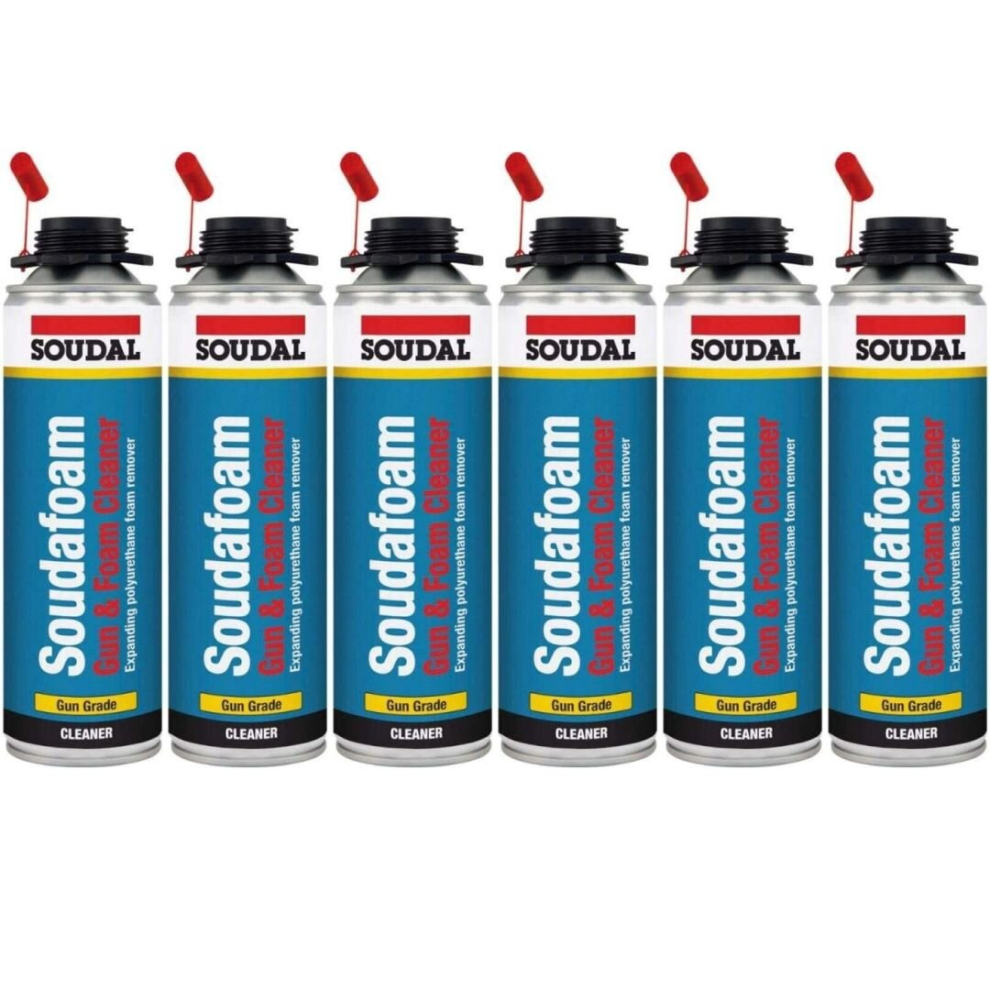 6 x Soudal Soudafoam Gun & Foam cleaner, Gun Grade, 500ml