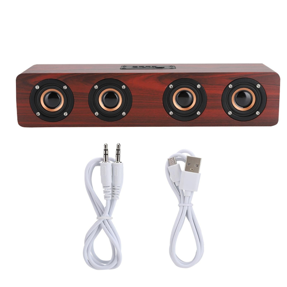 12w W8 Wooden Bluetooth Sound Tyrant Tv Speaker Support Plug In Card / Fm / Receiving Voice Prompts(wine Red Wood Grain (english) )