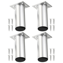Universal Adjustable Furniture Feet 4.5" Silver Sofa Cabinet Bed Chair Riser Legs (Pack of 4)