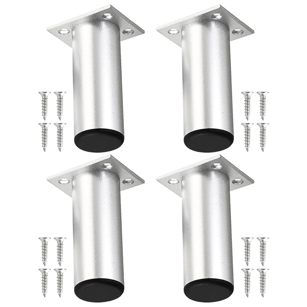 Universal Adjustable Furniture Feet 4.5" Silver Sofa Cabinet Bed Chair Riser Legs (Pack of 4)