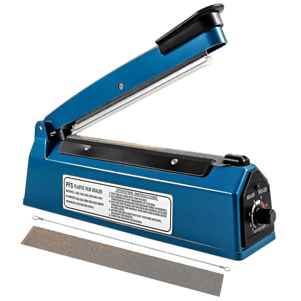 200mm Heat Sealer Plastic Bag Sealer Impulse Sealer Blue Vacuum Food Sealer Bag Packing Machine For Pp And Pe Plastic Bag Sealer