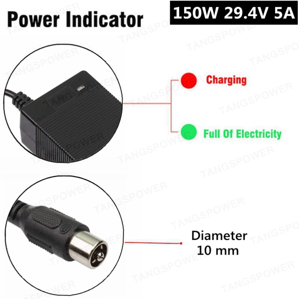 (Rca, Uk) 29.4V 5A Lithium Battery Charger For 24V 7Series Li-Ion Battery Pack For Electric Scooter E-Bike Lithium Battery Charger 889614280271