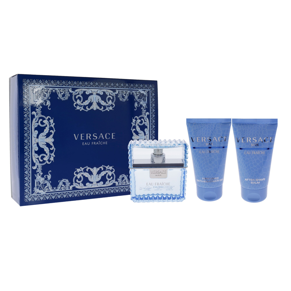 Versace Eau Fraiche by Versace for Men - 3 Pc Gift Set 1.7oz EDT Spray, 1.7oz Bath and Shower Gel, 1.7oz After Shave Balm