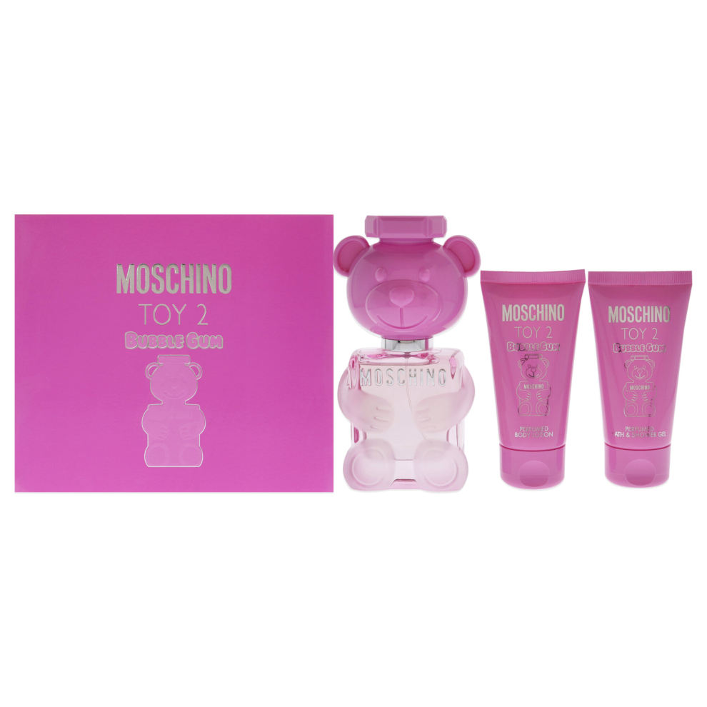 Moschino Moschino Toy 2 Bubble Gum For Women 3 Pc Gift Set 1.7oz EDT Spray, 1.7oz Body Lotion, 1.7oz Bath and Shower Gel