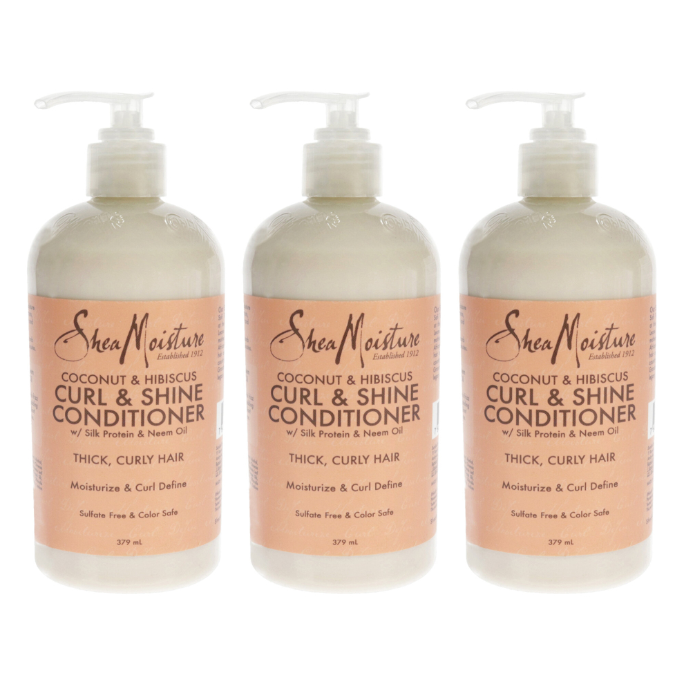 Shea Moisture Coconut and Hibiscus Curl Shine Conditioner - Pack of 3 For Unisex 13 oz Conditioner