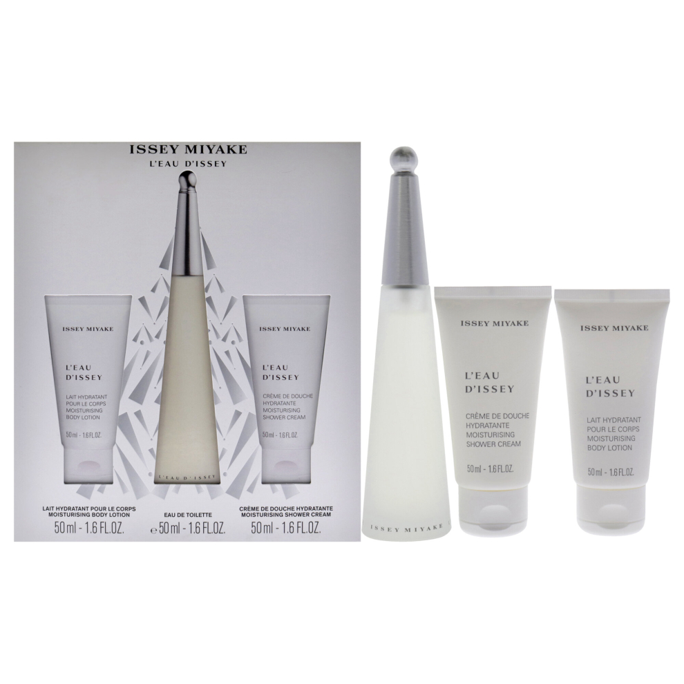 Issey Miyake Leau Dissey For Women 3 Pc Gift Set 1.6oz EDT Spray, 1.6oz Shower Cream, 1.6oz Body Lotion
