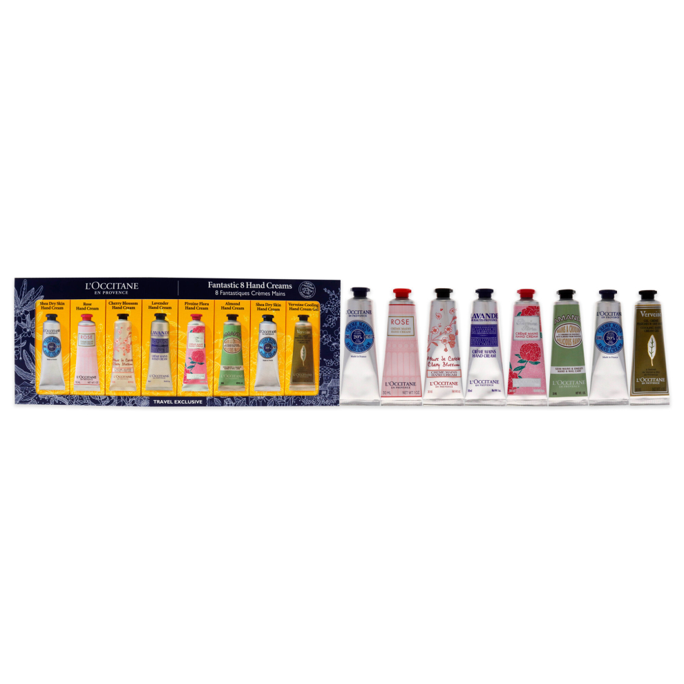 Fantastic 8 Hand Creams Kit by LOccitane for Unisex - 8 x 1 oz Shea Dry Skin, Rose, Cherry Blossom, Lavender, Pivoine Flora, Almond, Verveine Cooling-image-OPC-PD687BX-NEW