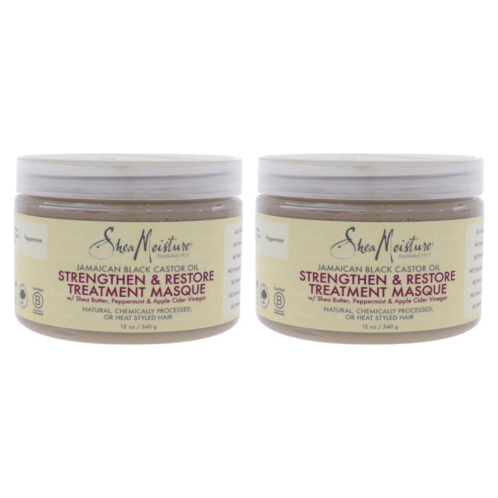 Shea Moisture Jamaican Black Castor Oil Strengthen-Grow & Restore Treatment Masque - Pack of 2 For Unisex 12 oz Masque