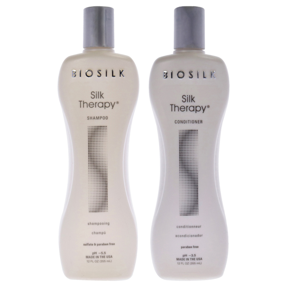 Biosilk Silk Therapy Shampoo and Conditioner Kit For Unisex 2 Pc Kit 12oz Shampoo, 12oz Conditioner