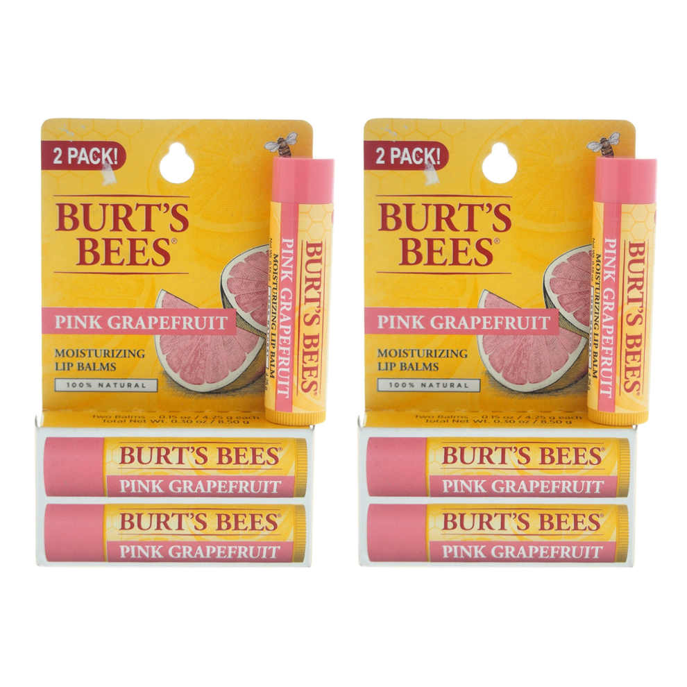 Burts Bees Pink Grapefruit Moisturizing Lip Balm Twin Pack - Pack of 2 For Unisex 2 x 0.15 oz Lip Balm