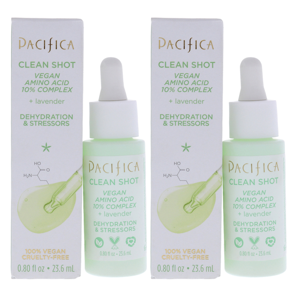 Pacifica Clean Shot Vegan Amino Acid 10 Percent Complex - Pack of 2 For Unisex 0.8 oz Serum