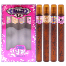 Cuba Latino Collection by Cuba for Women - 4 Pc Gift Set 1.17oz Cuba Copacabana EDP Spray, 1.17oz Cuba Maya EDP Spray, 1.17oz Cuba Carnaval EDP Spray,
