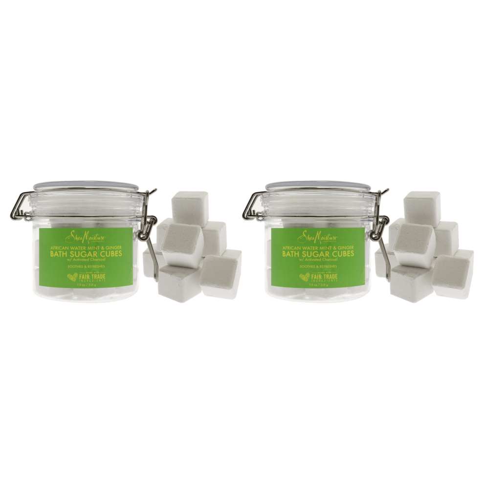 Shea Moisture African Water Mint and Ginger Bath Sugar Cubes - Pack of 2 For Unisex 7.5 oz Bath Soak