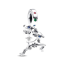 Pandora Sterling Silver Magical Reindeer Charm 792826C01 - Snowflake Engraving, Blue Man-Made Crystals in Eyes and Antlers