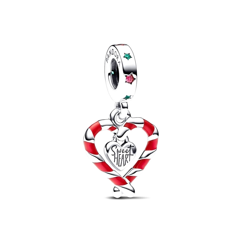 Pandora Double Sugar Rod Heart Christmas Charm Pendant 792822C01