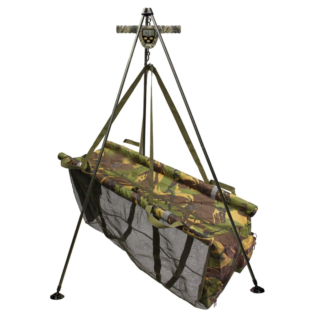 Carp Fishing Weighing Tripod System with Camo Sling Digital Scale 110lb/50kg