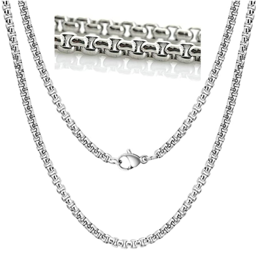 (28 inches 2.5mm) Stainless Steel, Square Rolo Chain Necklace