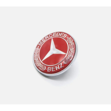 Silver Red Flat Laurel Wreath Badge Mercedes Benz AMG Front Hood Emblem 57mm