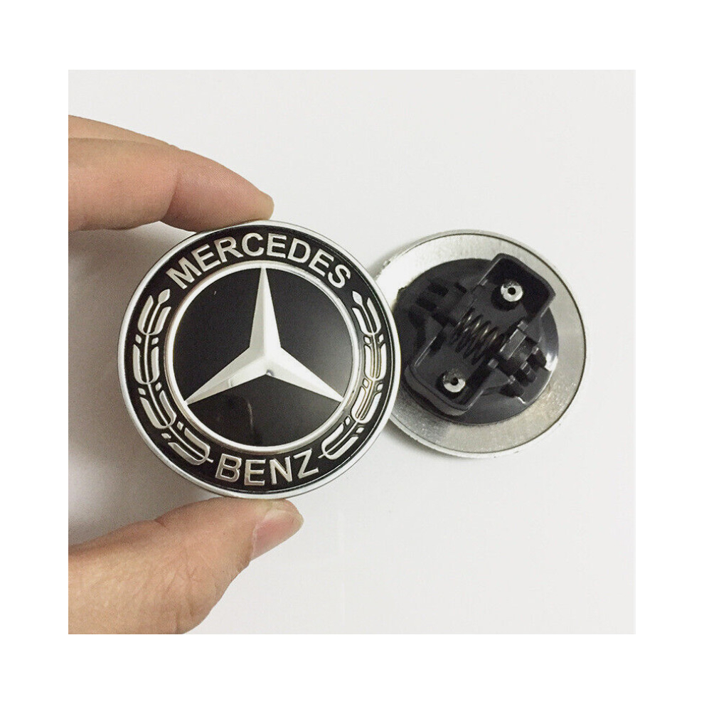 Mercedes-Benz Wreath Flat Bonnet Badge Emblem A2228170415 New 57Mm Black 8381923440312