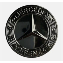 Mercedes Bonnet Flat Star Badge Black Gloss Wreath Emblem 57mm W204 W212 W213
