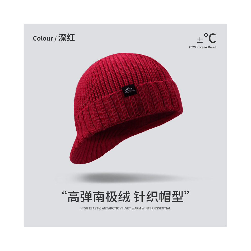 (D) 1pcs Mens Womens Beanie With Peak Knitted Army Hat