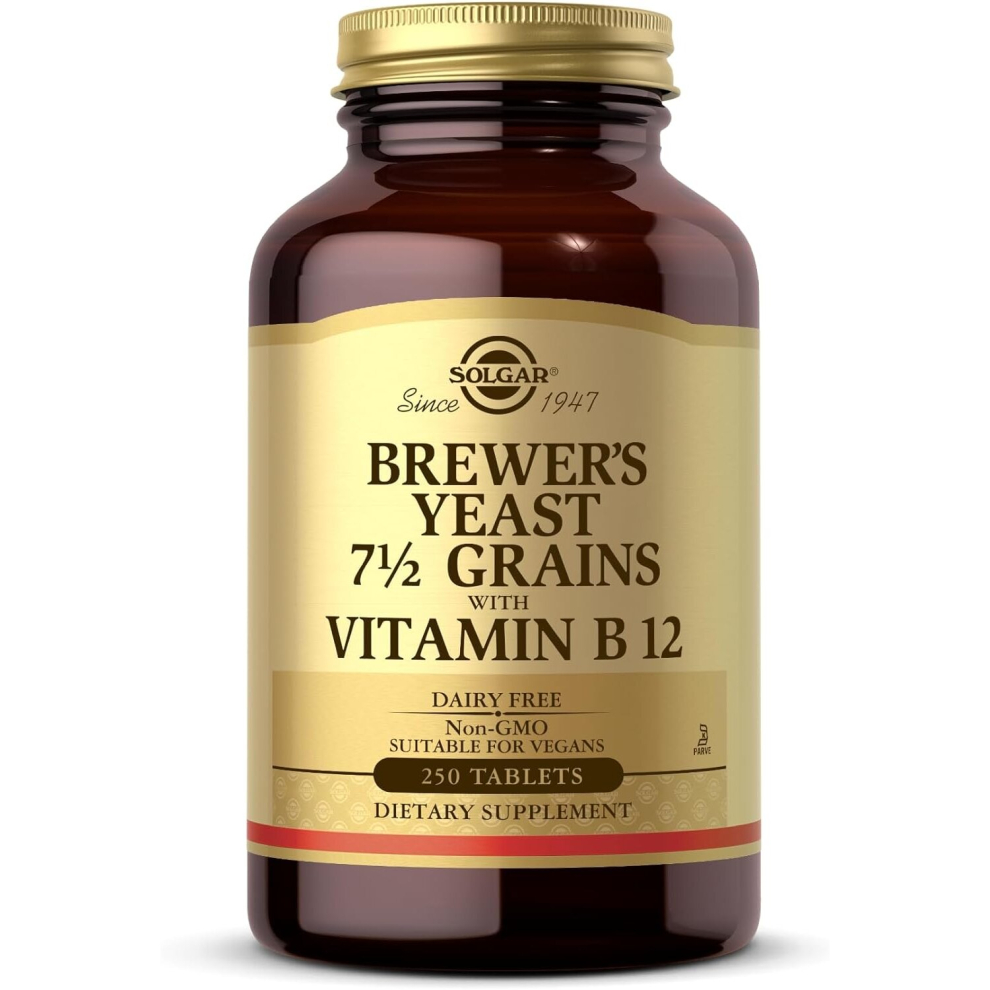 Solgar Brewer's Yeast 7 Â½ Grains with Vitamin B12 Dietary Supplement - 250 Tablets