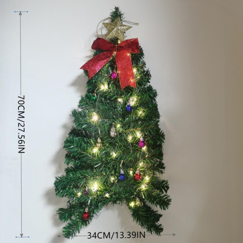 Christmas Tree Pre-Lit Wall Mounted Half Hanging Small LED Lights