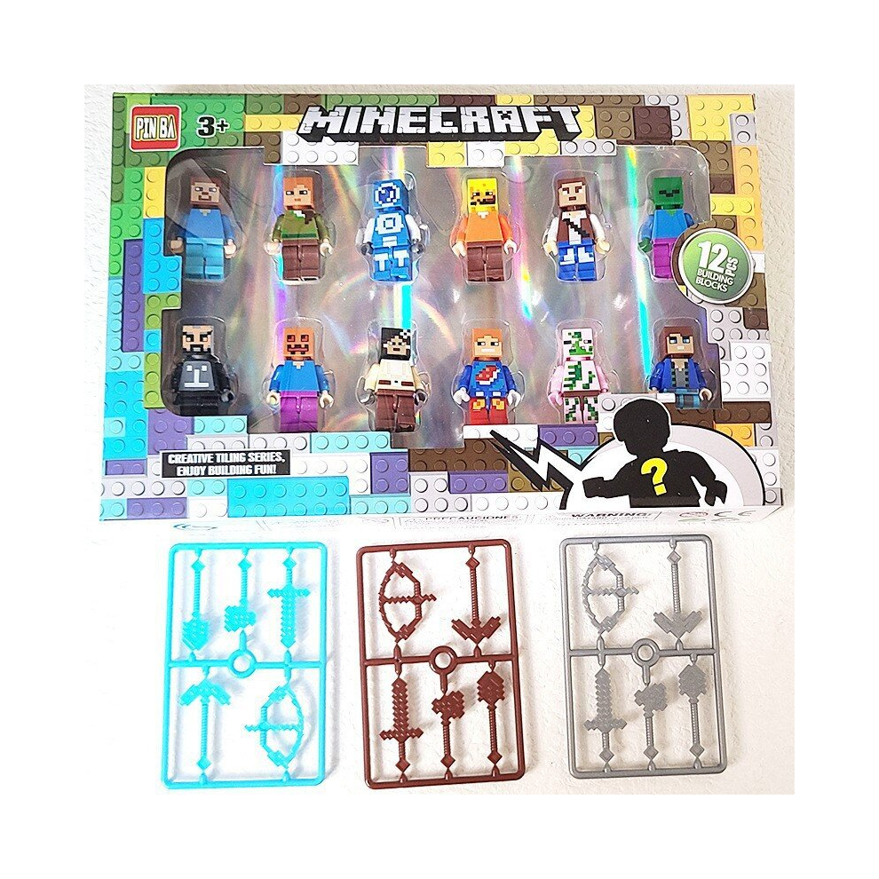 (Minecraft-12pcs-A) Mario Minecraft Sonic Rainbow Friend Ninja Roblox Toilet Man Minifigures Building Block Toy Gifts Kids