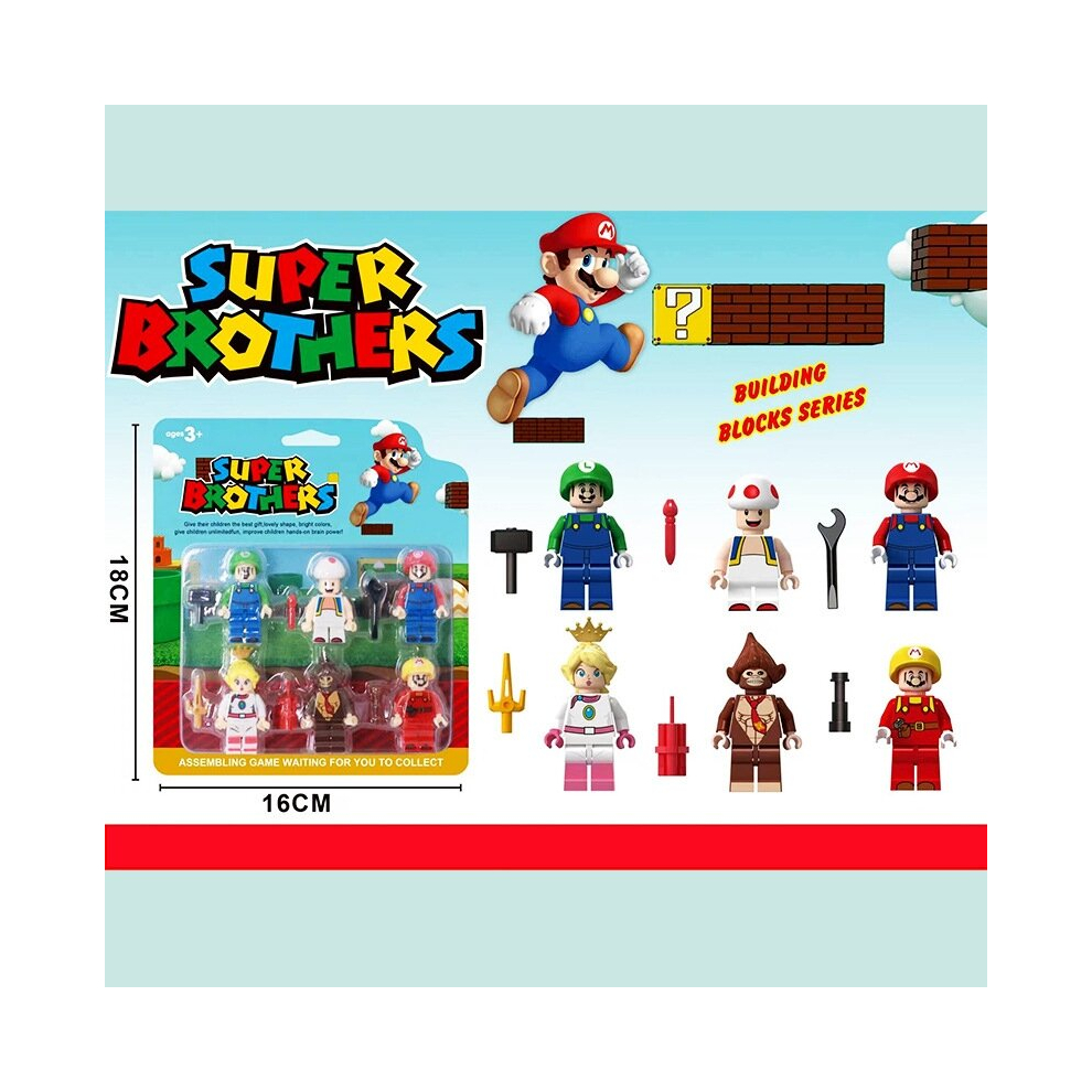 (Mario) Mario Minecraft Sonic Rainbow Friend Ninja Roblox Toilet Man Minifigures Building Block Toy Gifts Kids