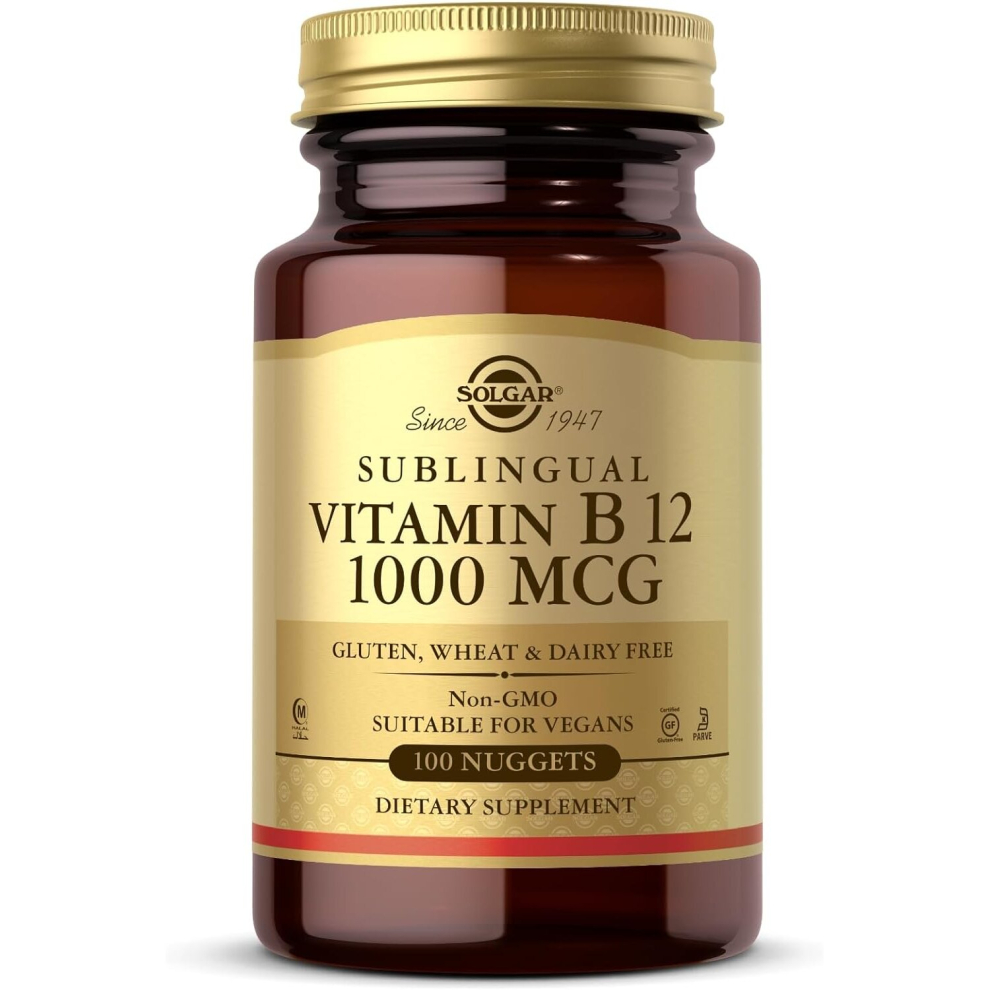 Solgar Sublingual Vitamin B12 1000 mcg Dietary Supplement - 100 Nuggets - Supports Energy Metabolism