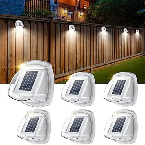 (4 Pcs, Cool white) Solar Fence Lights Outdoor Wall Lights Solar Powered Deck Light