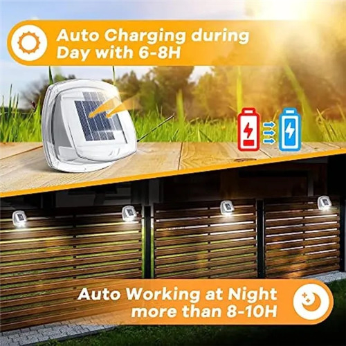 (4 Pcs, Cool white) Solar Fence Lights Outdoor Wall Lights Solar Powered Deck Light 2