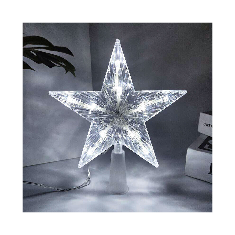 Xmas Ornament Christmas Tree Topper LED Cool White Light Up Star Tree Home Party