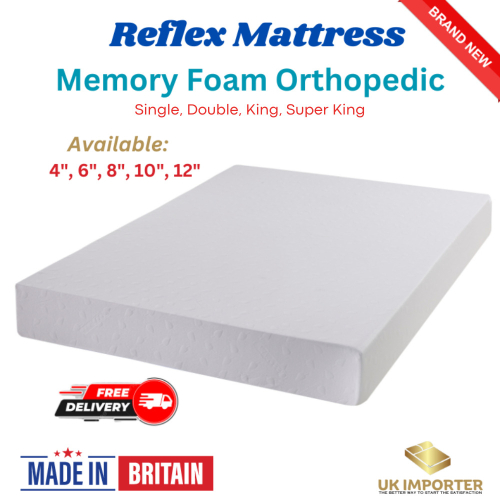 (4ft- Small Double, 4" - (1" Memory 3" Reflex)) REFLEX MEMORY FOAM ORTHOPAEDIC MATTRESS All Sizes