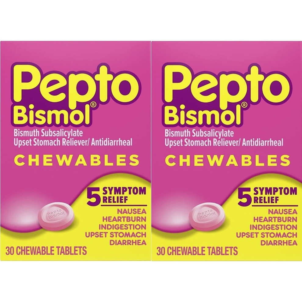 Pepto Bismol |Upset Stomach | Heartburn | Total 60 Chew Tabs