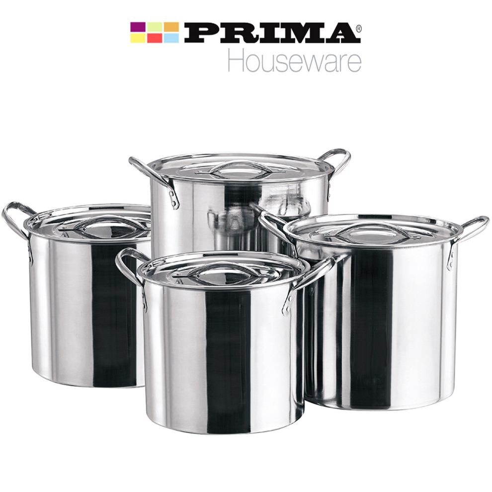 8x Stainless Steel Premium Stock Pot Set 8|12|16|20 Silver Cookware UK