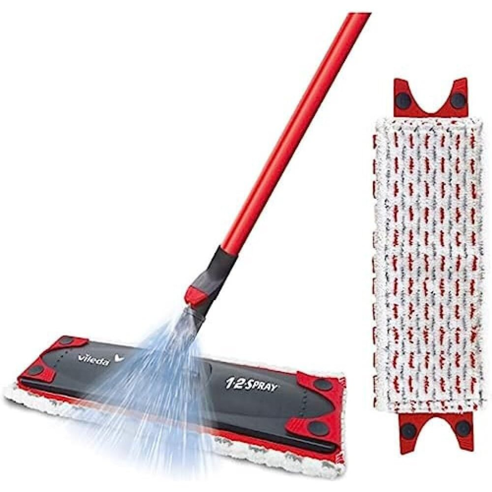 Vileda 1-2 Spray Mop, Microfibre Flat Floor Spray Mop with Extra Head