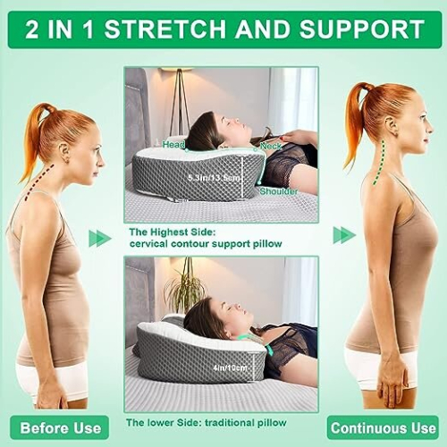 Elviros Cervical Memory Foam Neck pillow for Side Sleeping 2