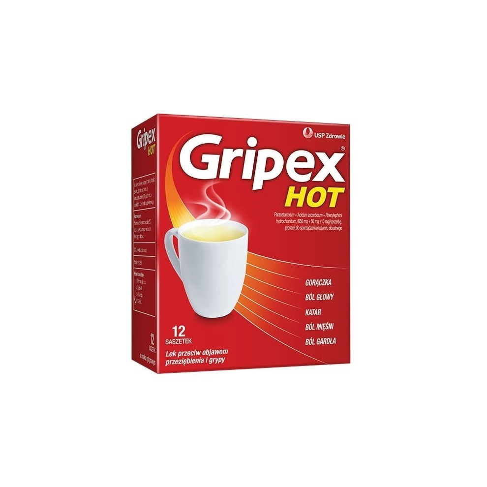 Gripex Hot 650 mg, 12 sachets, cold and flu