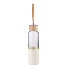 (Cream - Dotted Half Sleeve) Glass Water Bottle 500ml Drinking Sports Gym