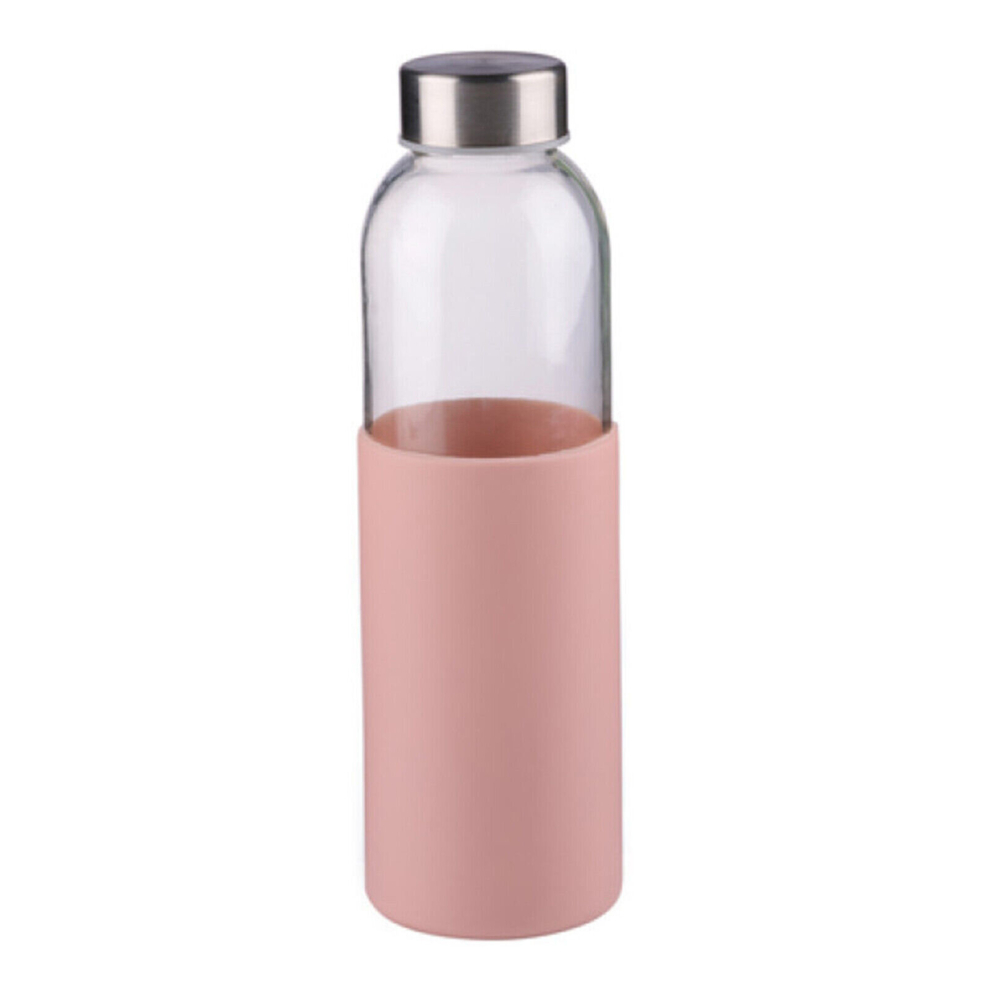 (Glass Water Bottle 500ml Drinking Sports Gym Travel Protective Silicone Sleeve) Glass Water Bottle 500ml Drinking Sports Gym