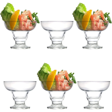 6 Glass Prawn Cocktail Bowls Dishes Stemmed Appetizer Prawn Cocktail